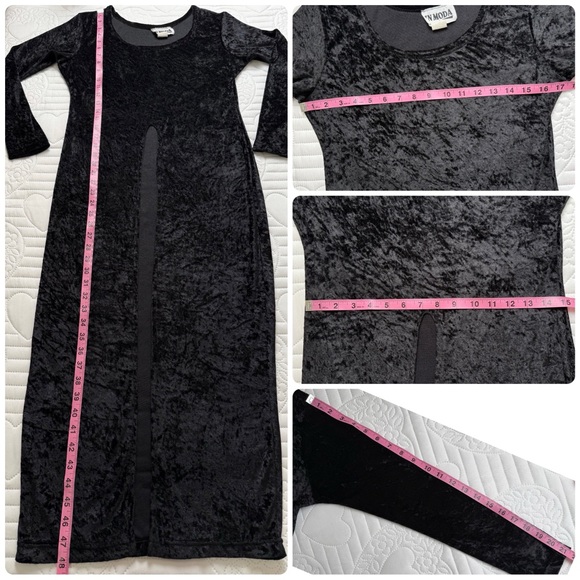 Vintage 90's Duster Maxi Velvet Goth Vamp Long Sleeve Top Medium - Picture 5 of 8